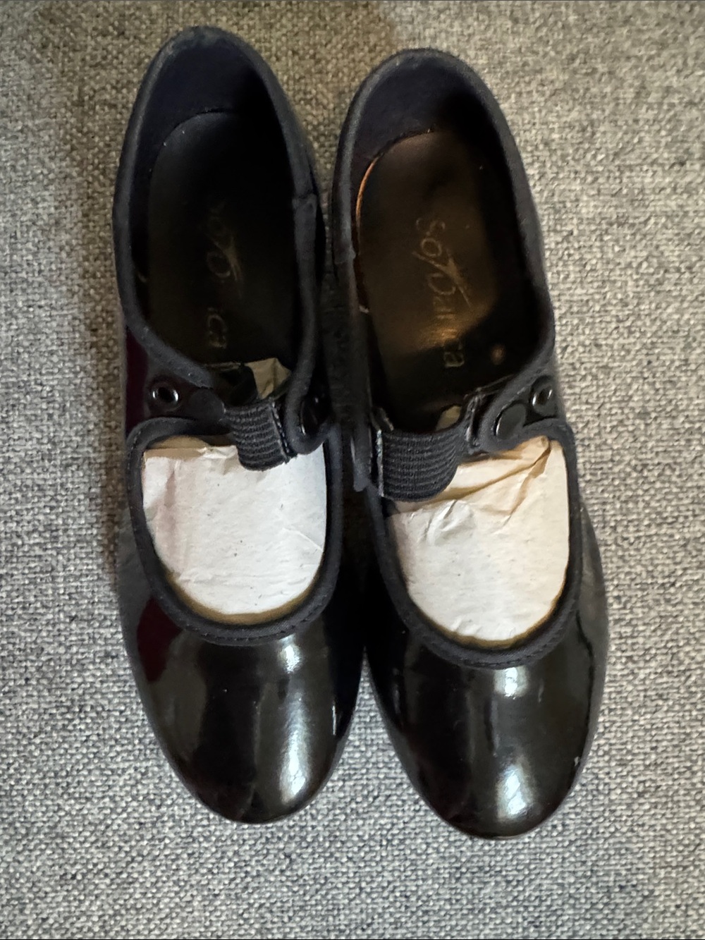 Girls' Black Patent Mary Jane Dress Shoes with Elastic Strap
